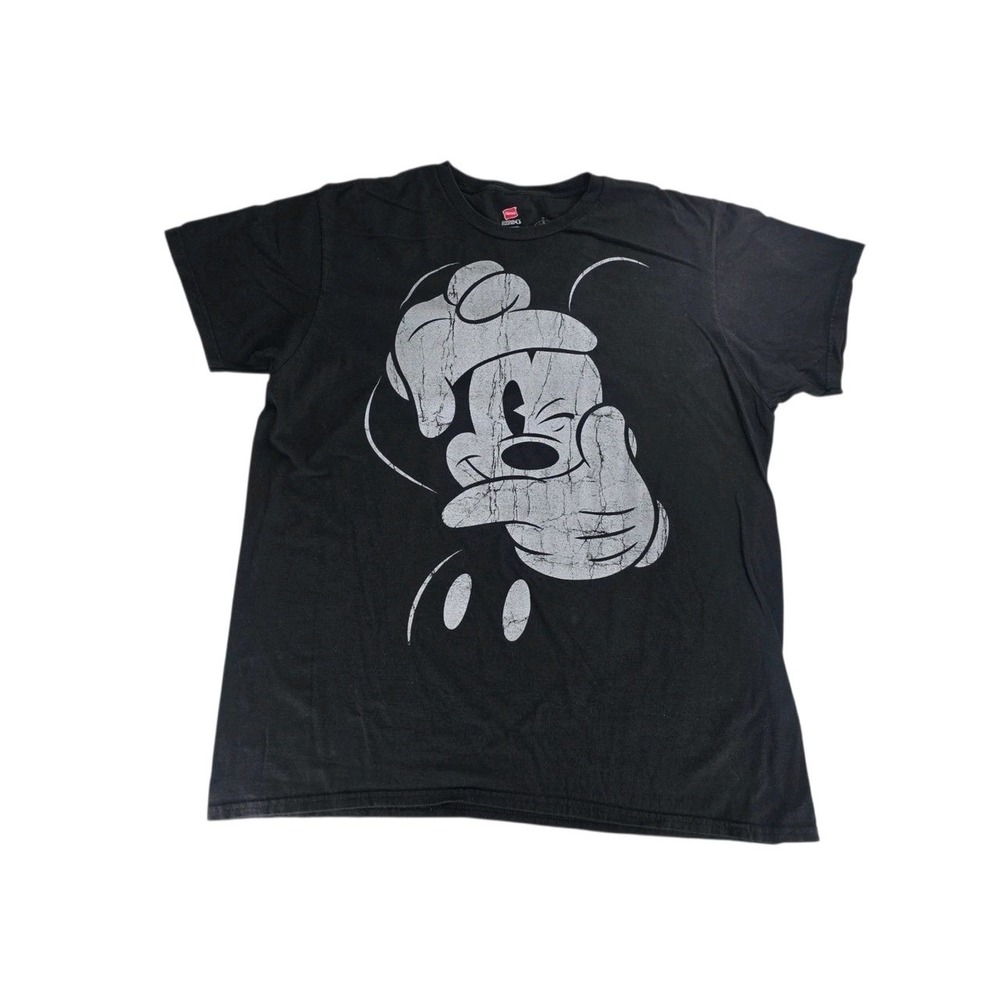 Disney Parks Mickey Mouse Graphic T-Shirt Mens XL Black Hanes Nano-T Cotton
